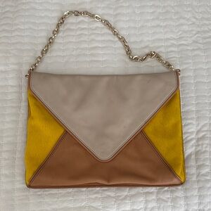 Banana Republic Tri-Tone Clutch in Cream, Yellow, and Tan